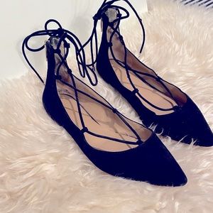 Vince Camuto Suede Lace Up Pointed D'Orsay Flats